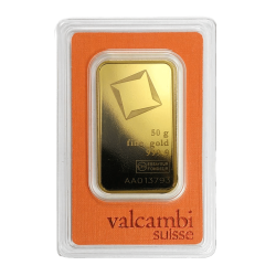 Achetez un lingot d’or certifié de 50 grammes Valcambi au Comptoir de l’Or
