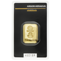 Barre d'or coulée d'or Heraeus certifié de 50 gramme