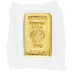 Lingot d'or Heraeus certifié de 250 gramme