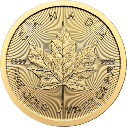 Achetez la Maple Leaf en or 1/10 OZ au Comptoir de l’Or