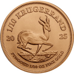 Achetez la Krugerrand en or 1/10 OZ 2025 au Comptoir de l’Or