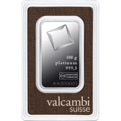 Acheter une barre de platine de 100 gramme au Comptoir de l'Or